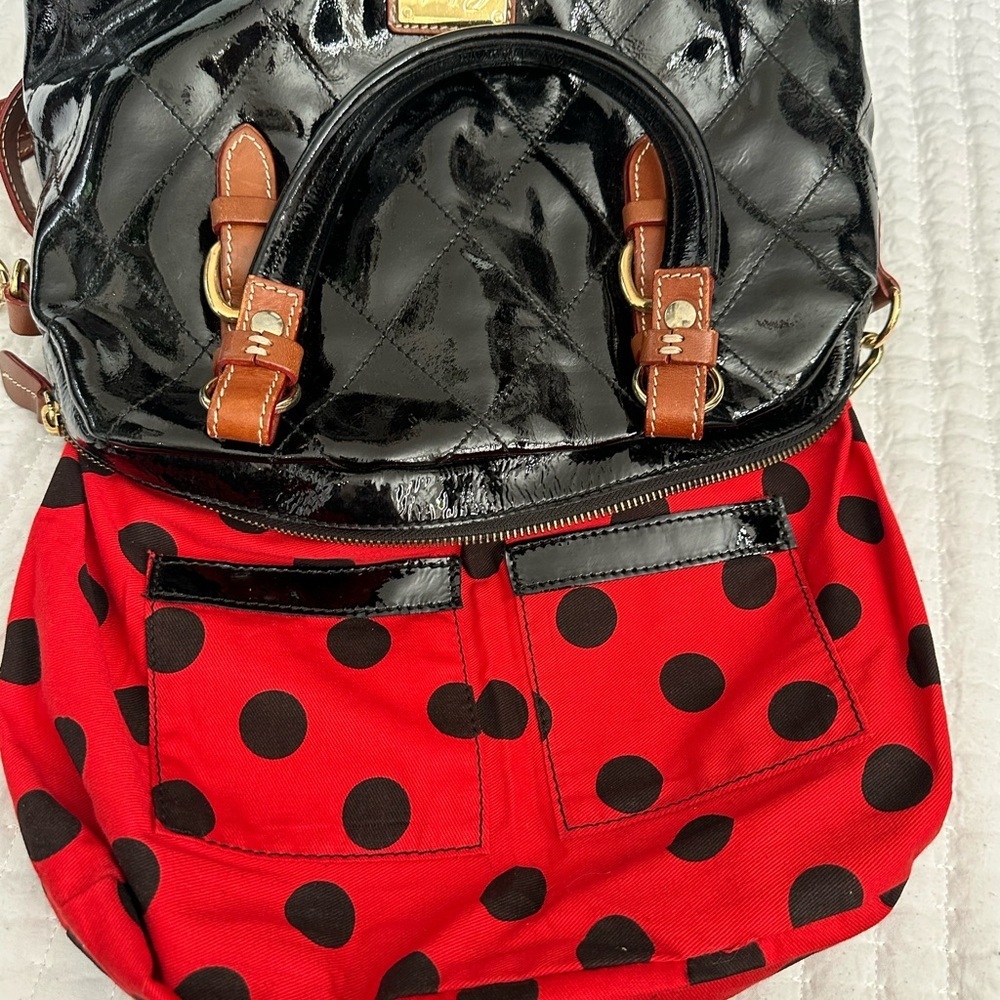 Cavalcanti handbag Black Quilted Leather Red Polka dot Brown Leather - Picture 8 of 11